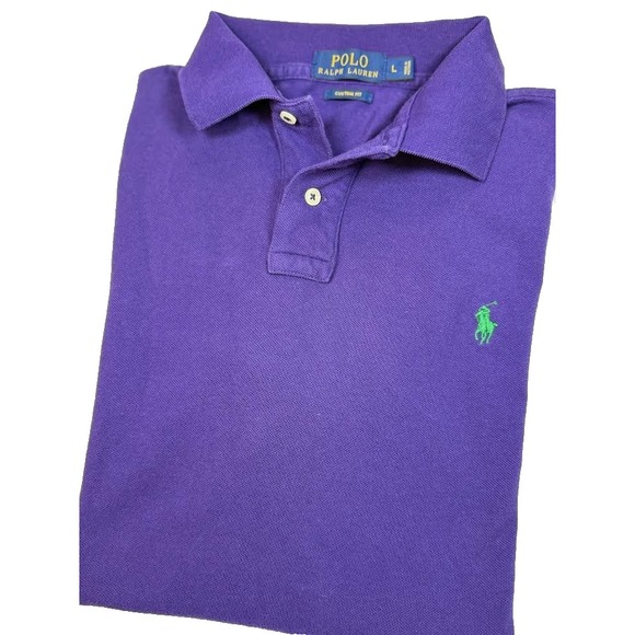 Polo Ralph Lauren Other - Polo Ralph Lauren Polo Shirt Mens Size Large Custom Fit Purple Pique Green Pony